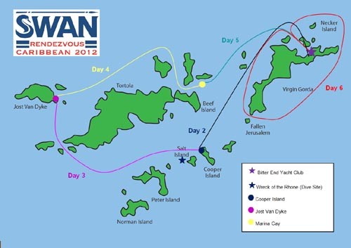Provisional route of the ClubSwan Caribbean Rendezvous ©  SW